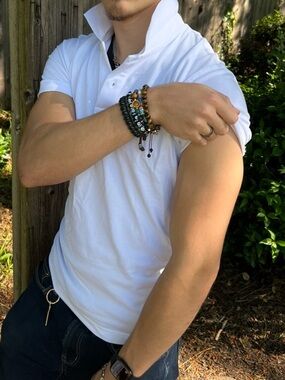 NEW DIESEL MEN ALL WHITE POLO SHIRT INDUSTRY ITALY JEANS DENIM DIVISION